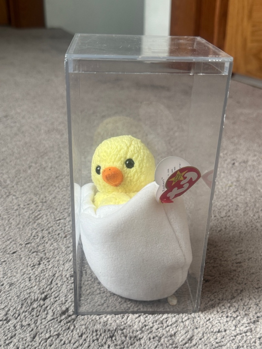 Ty Beanie Baby Eggbert Chick In Shell 1998/1999 With Swing Tag in Case